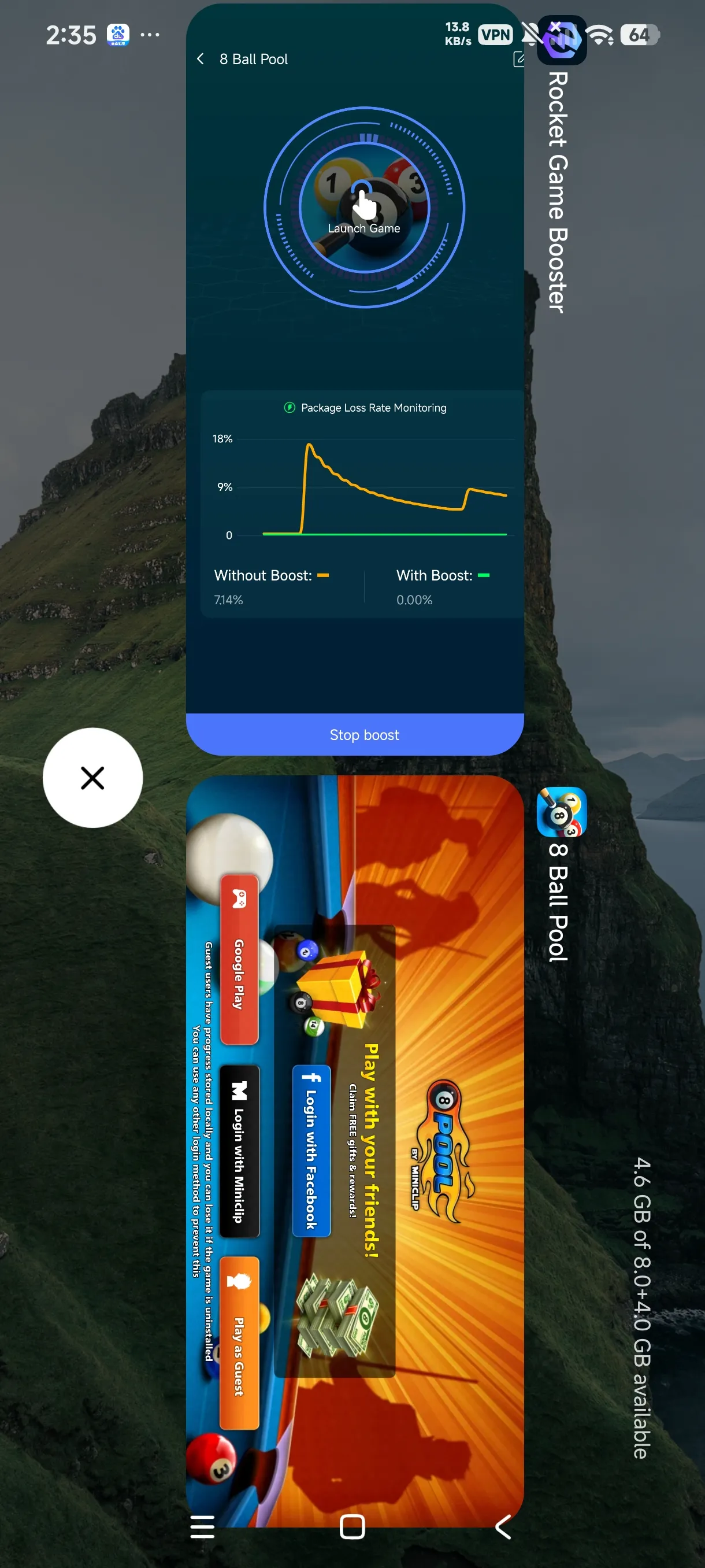 Real-time acceleration data comparison of ping