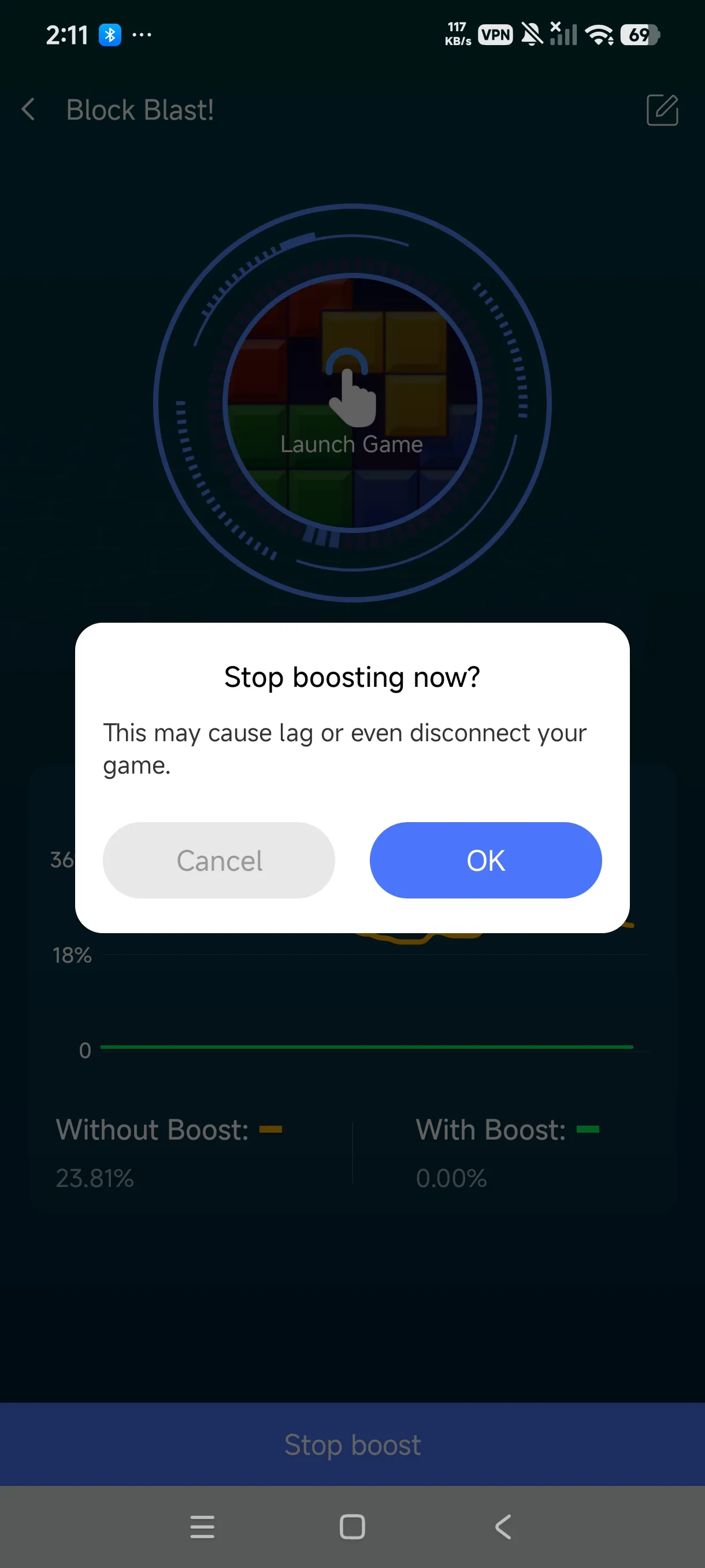 Launch and play, with a Stop Boost button