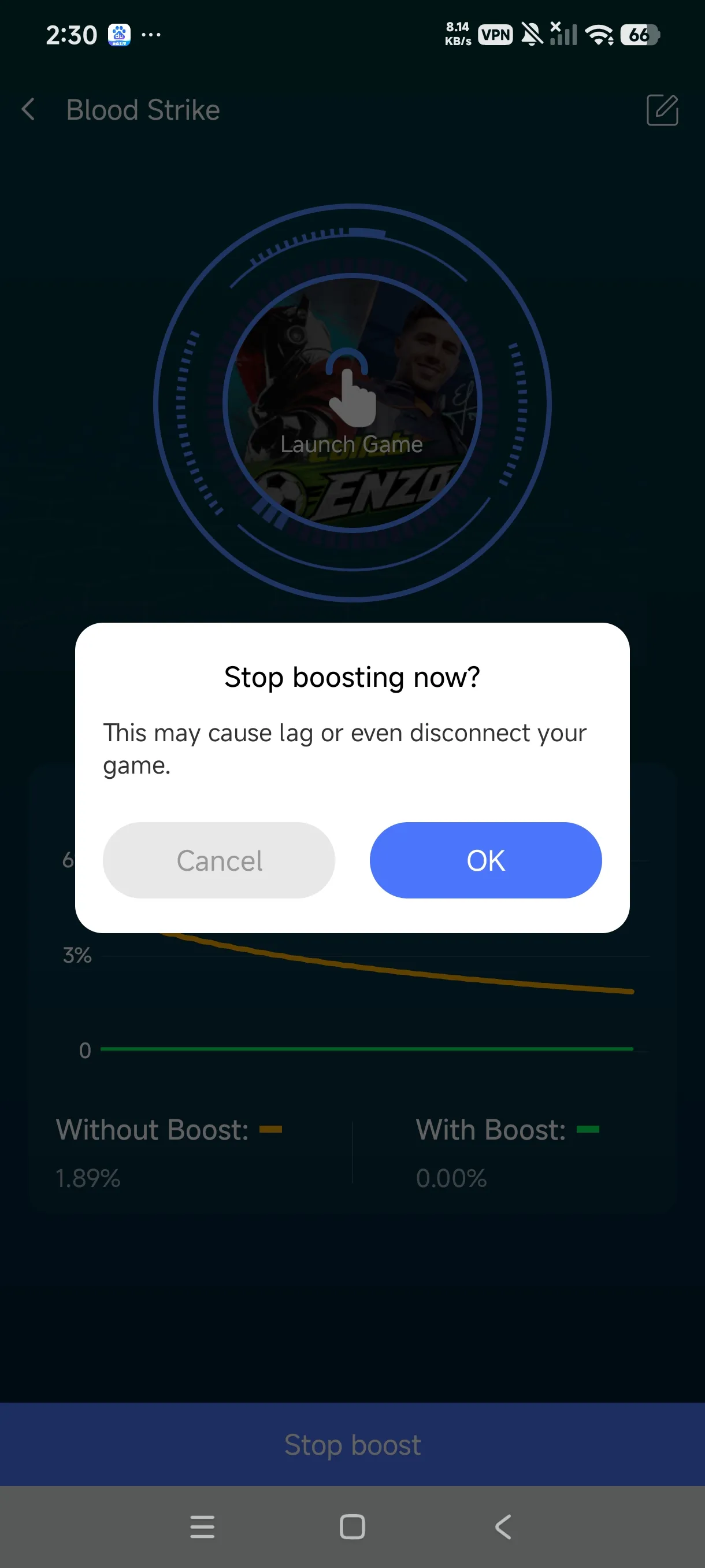 Launch and play, with a Stop Boost button