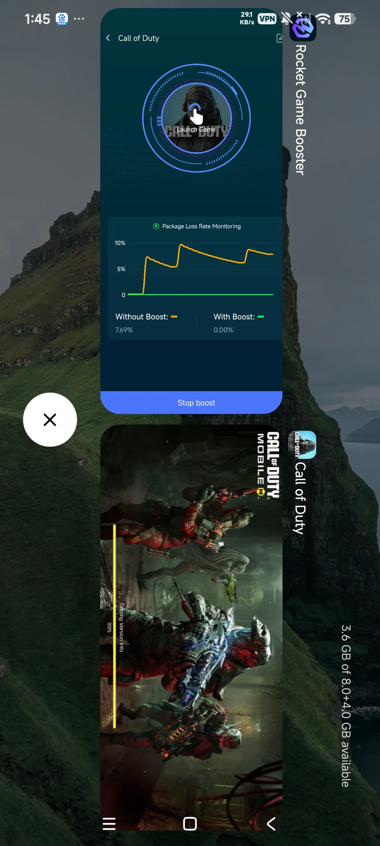 Real-time acceleration data comparison of ping