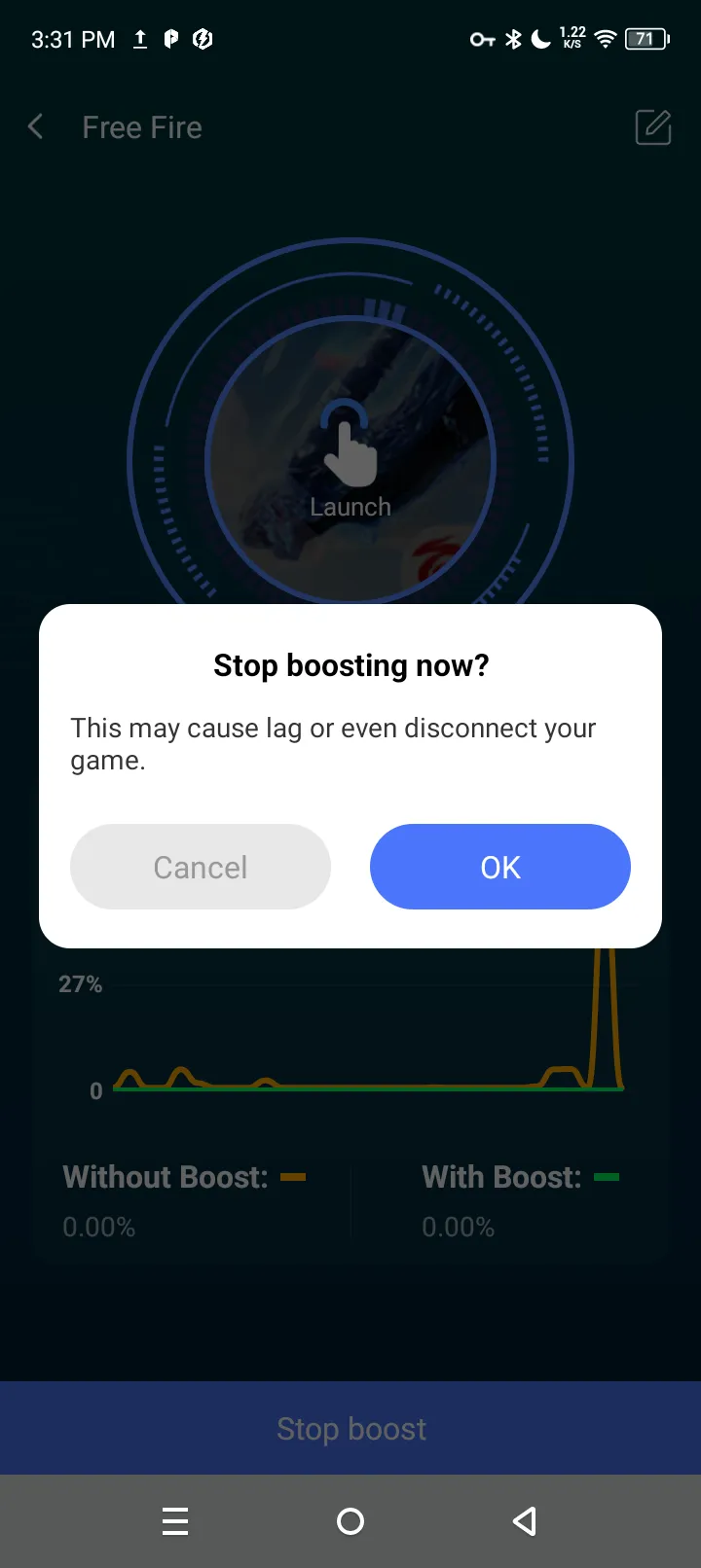Launch and play, with a Stop Boost button