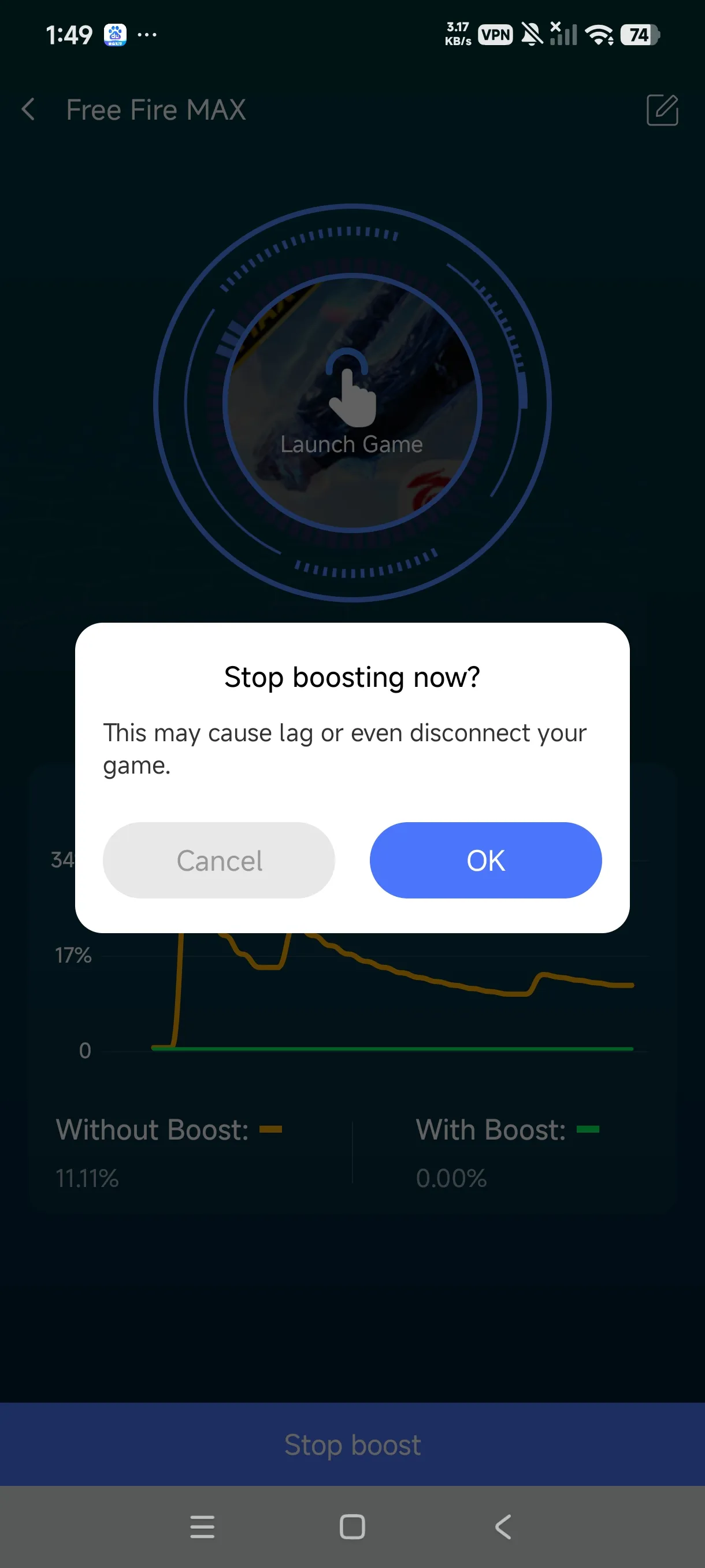 Launch and play, with a Stop Boost button