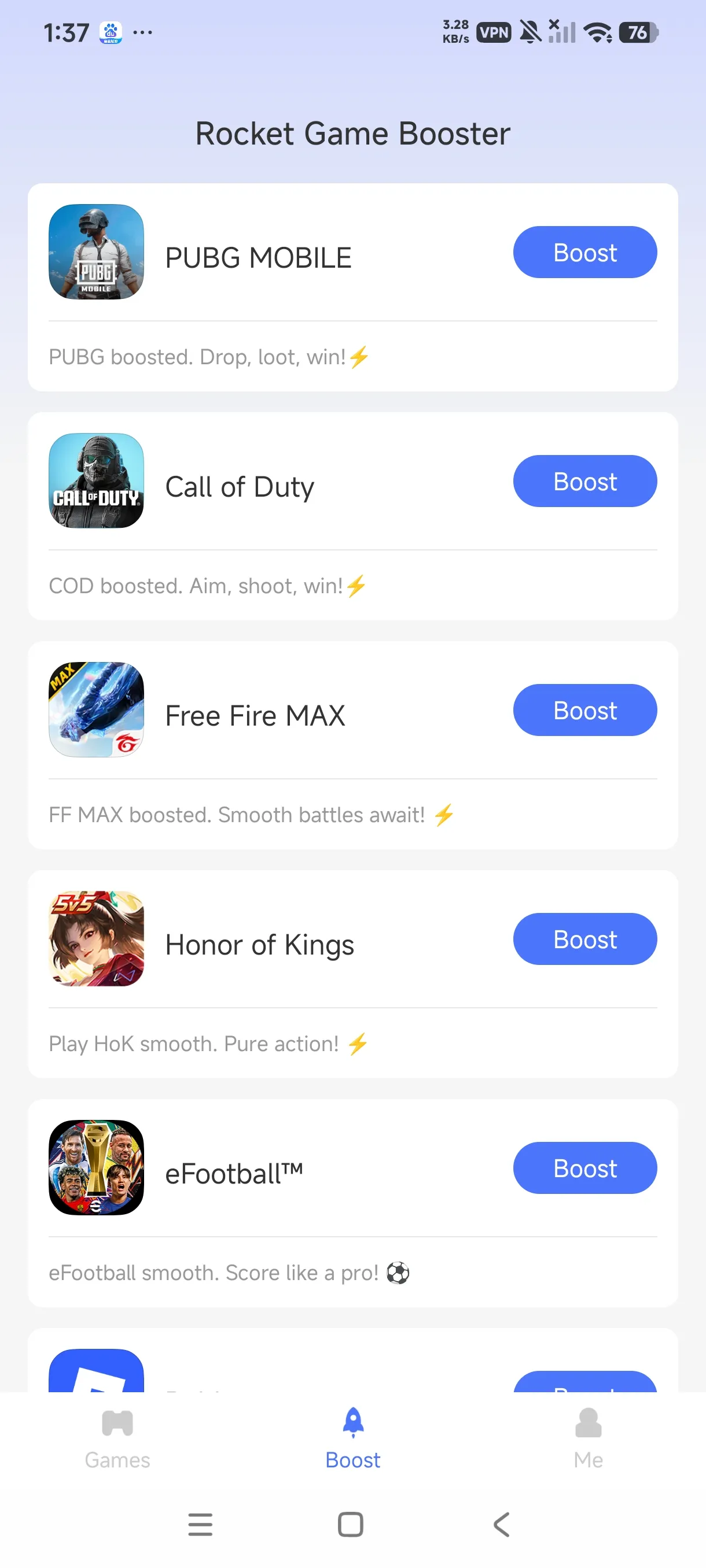 Add Free Fire MAX to Rocket via the Add My Games button