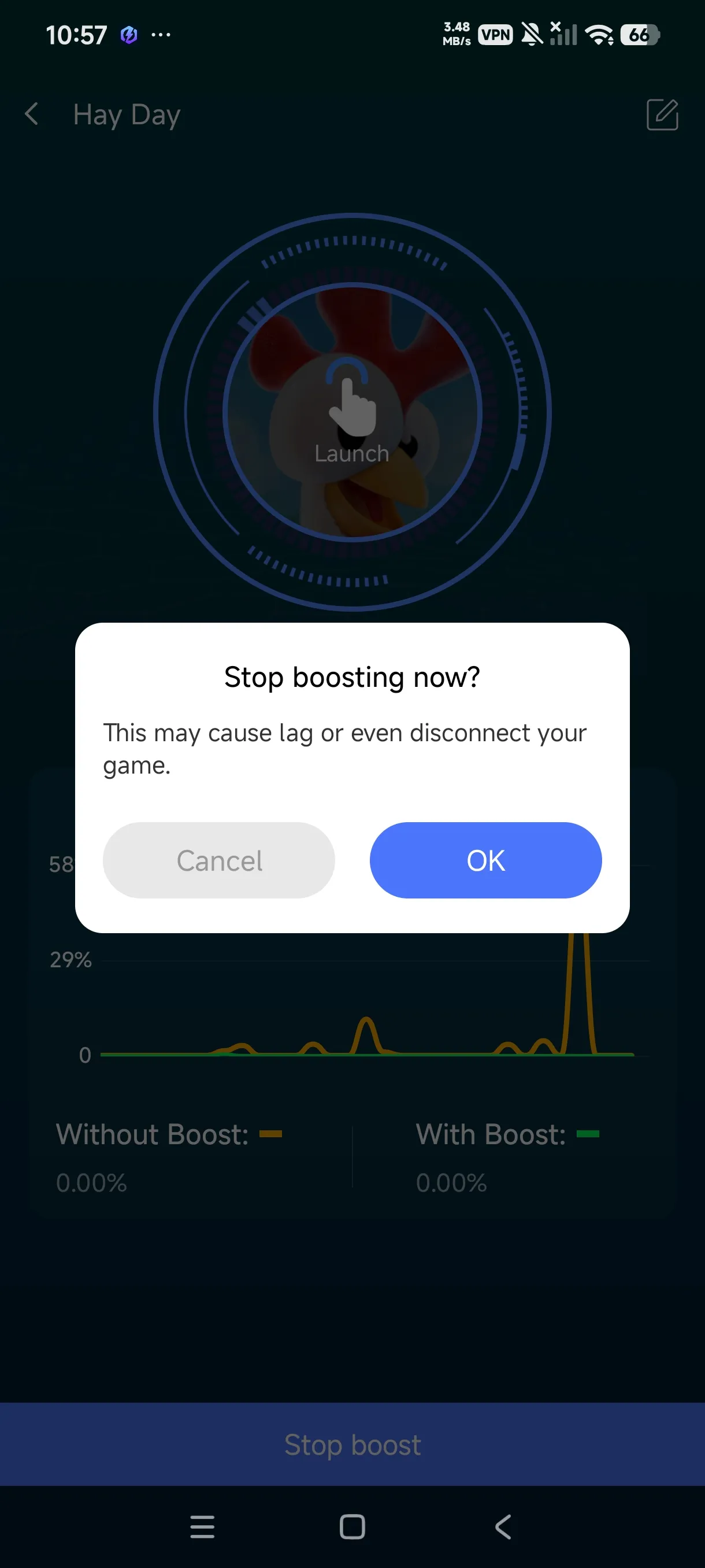 Launch and play, with a Stop Boost button