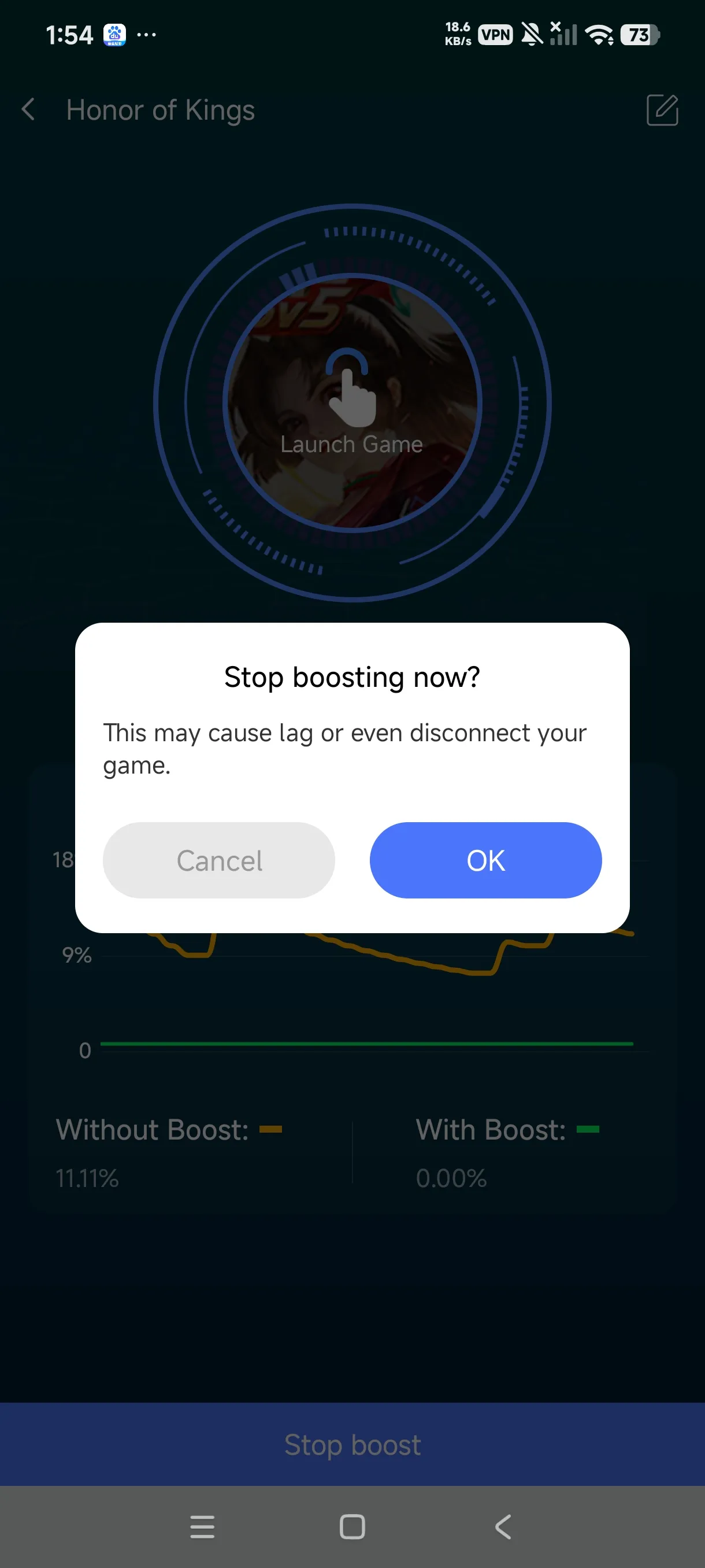 Launch and play, with a Stop Boost button
