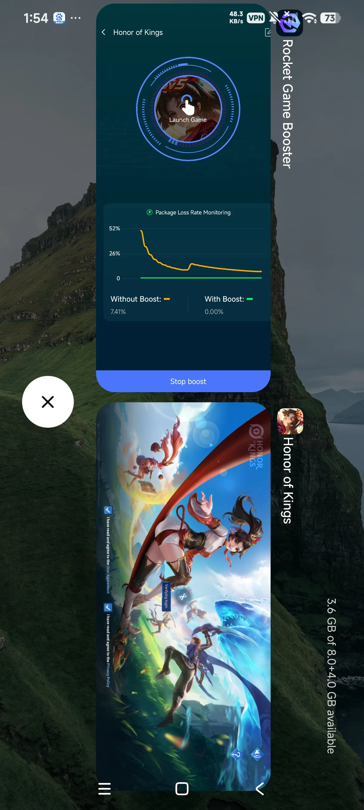 Real-time acceleration data comparison of ping
