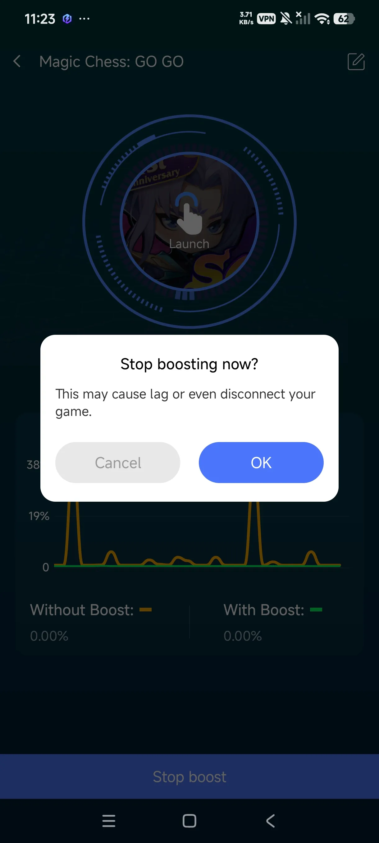Launch and play, with a Stop Boost button