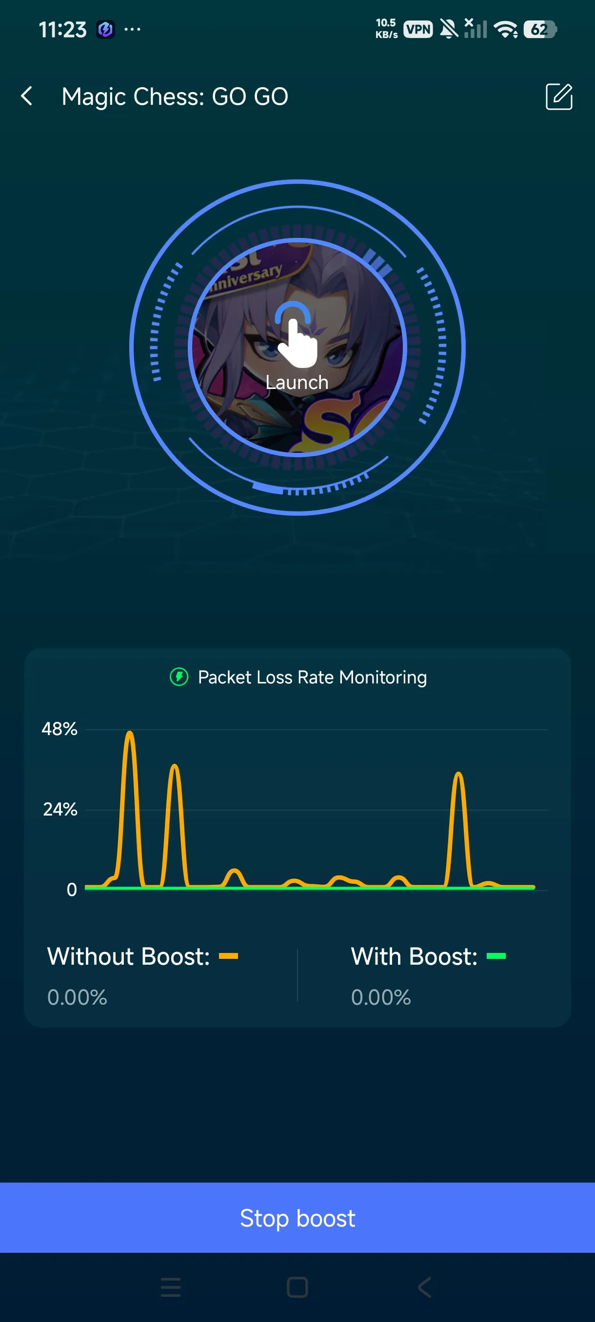 One-click boost button on the right of Magic Chess: Go Go