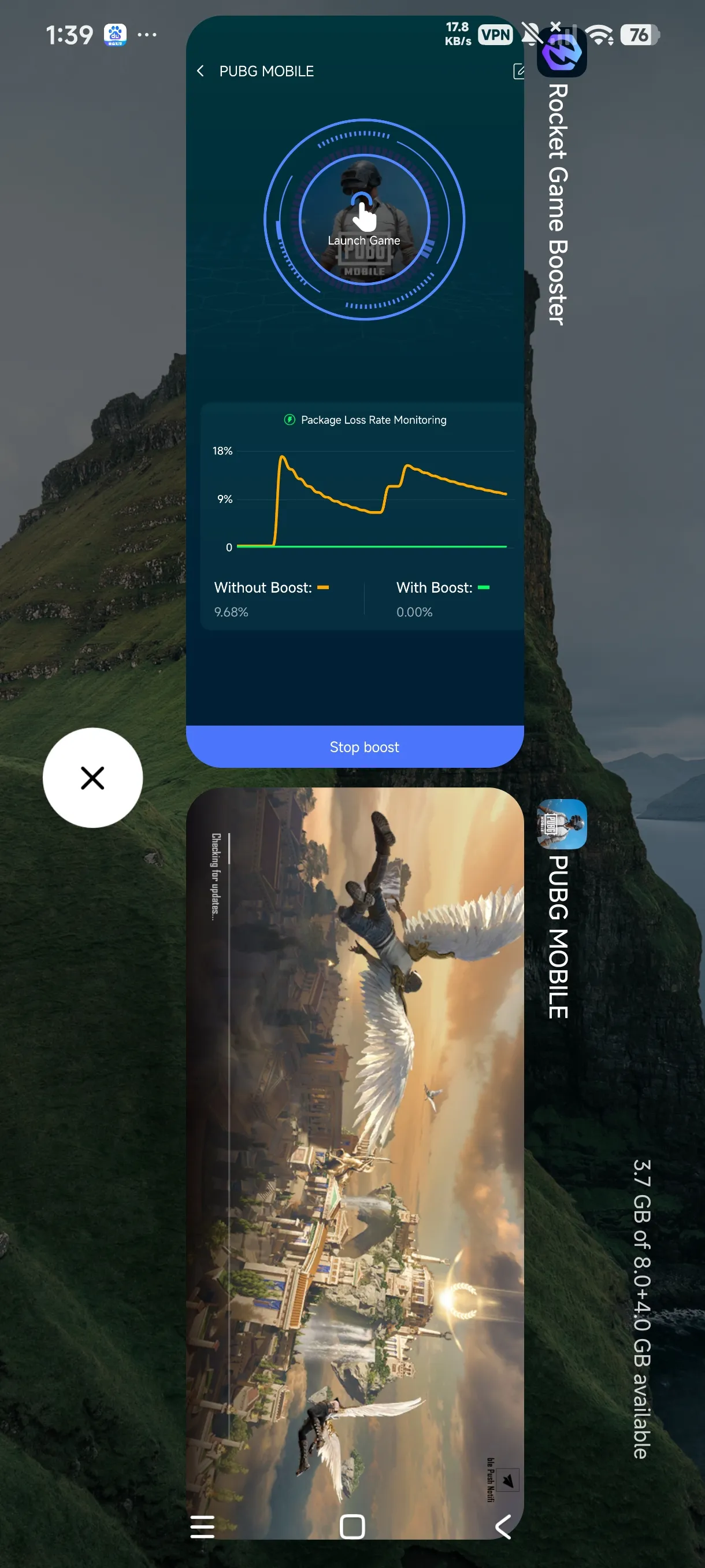 Real-time acceleration data comparison of ping