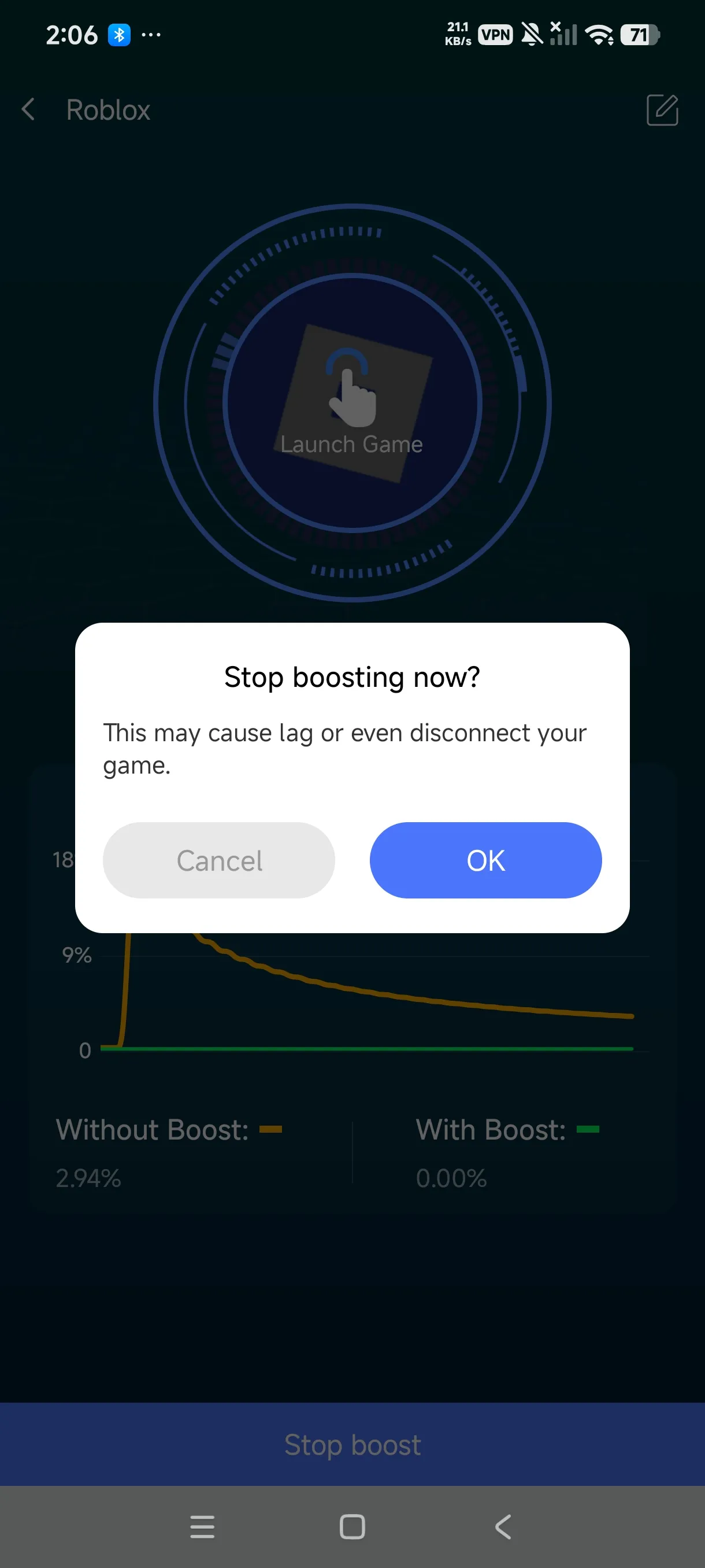 Launch and play, with a Stop Boost button