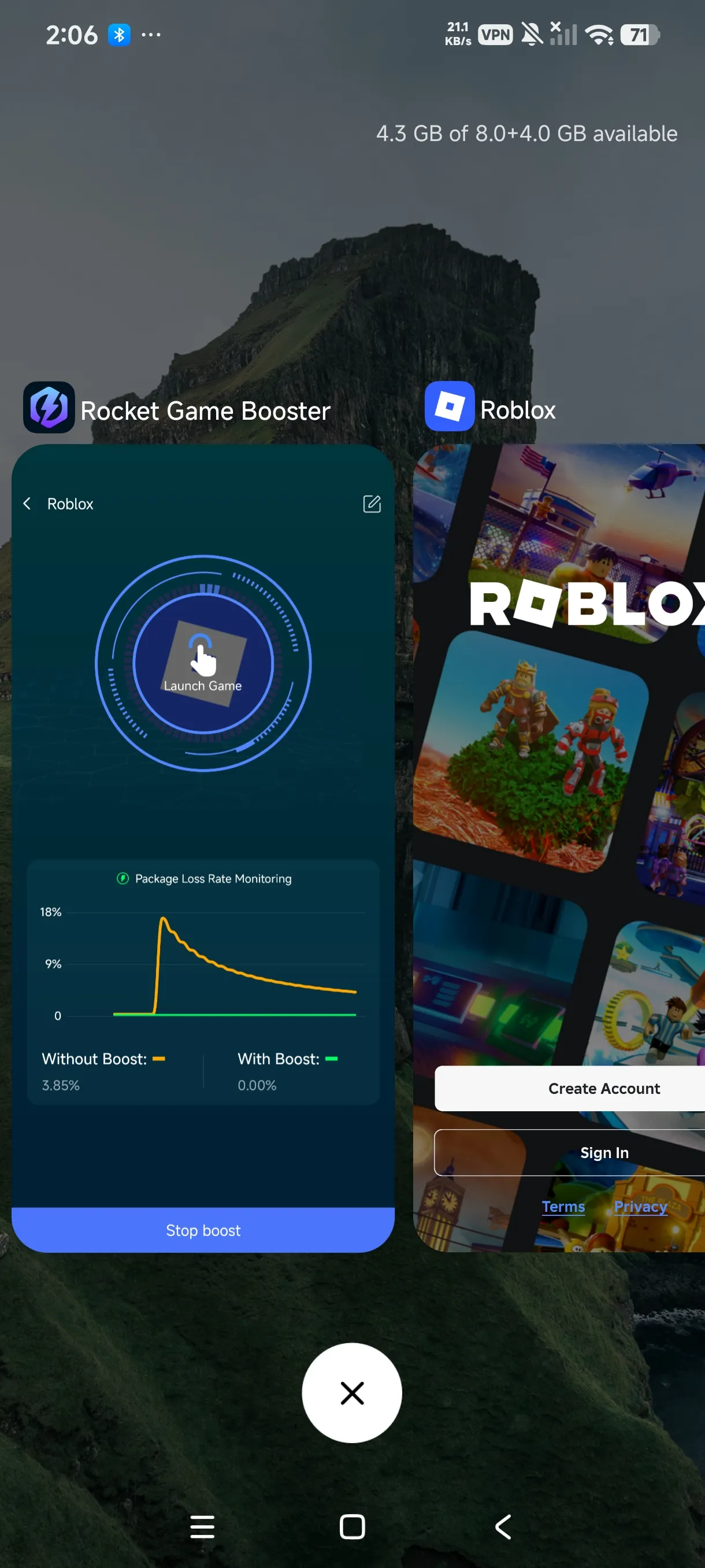 Real-time acceleration data comparison of ping