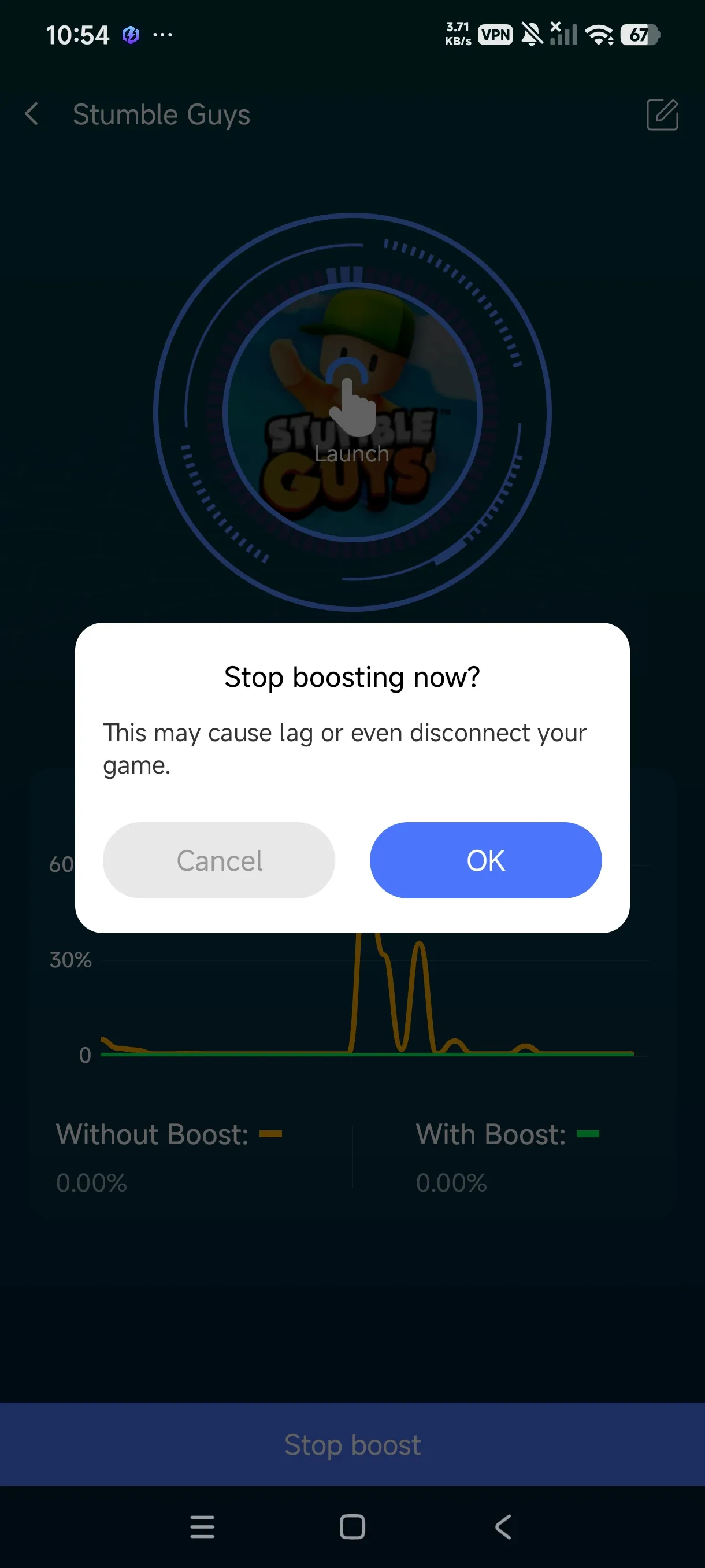 Launch and play, with a Stop Boost button