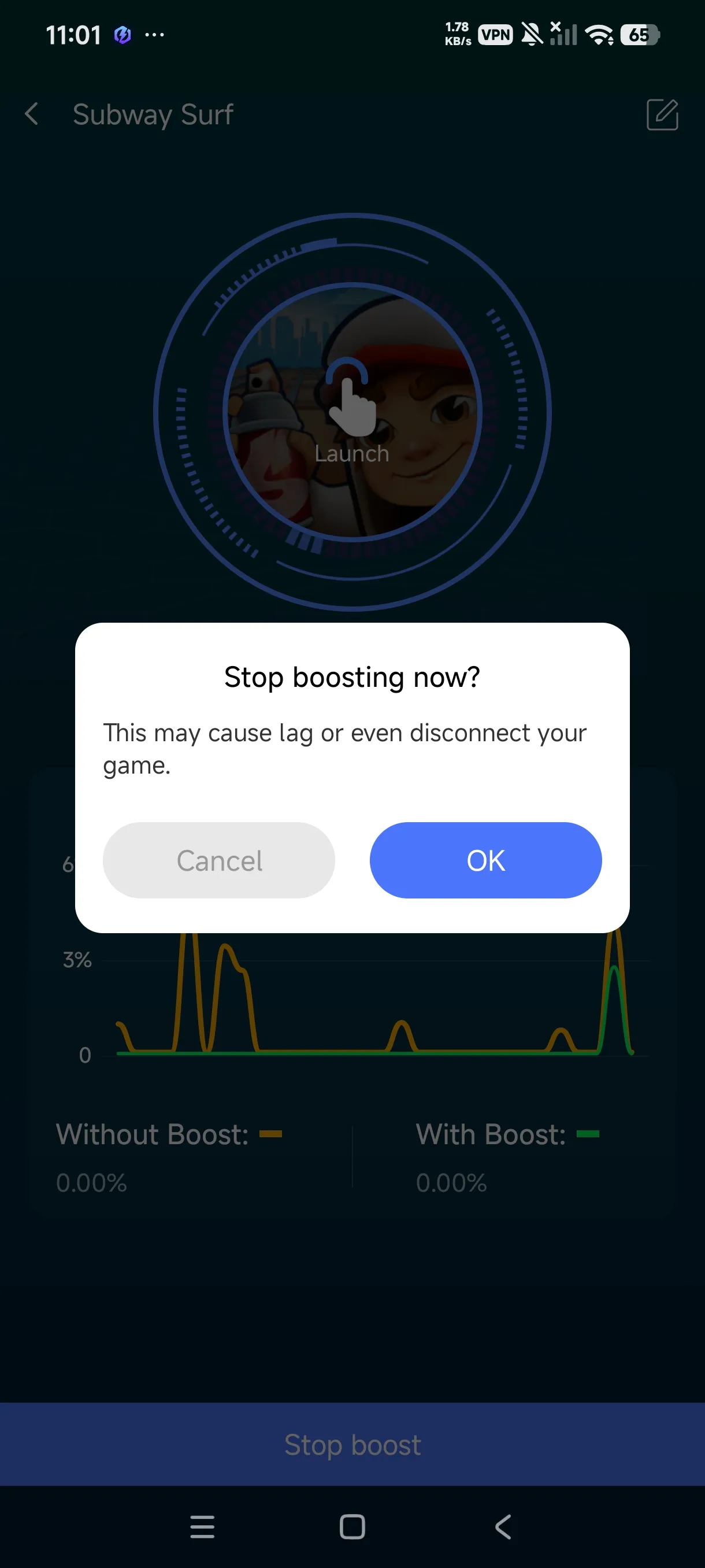 Launch and play, with a Stop Boost button