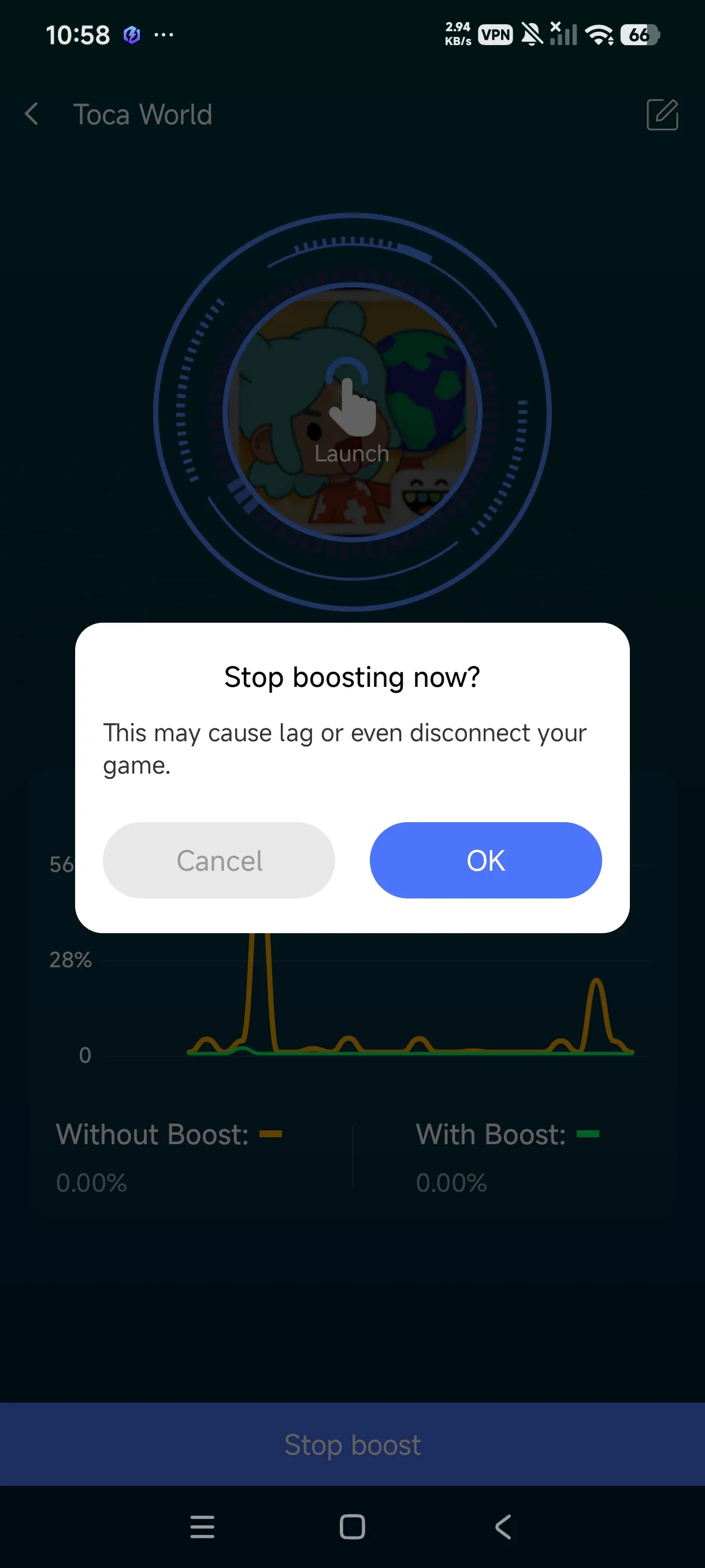 Launch and play, with a Stop Boost button