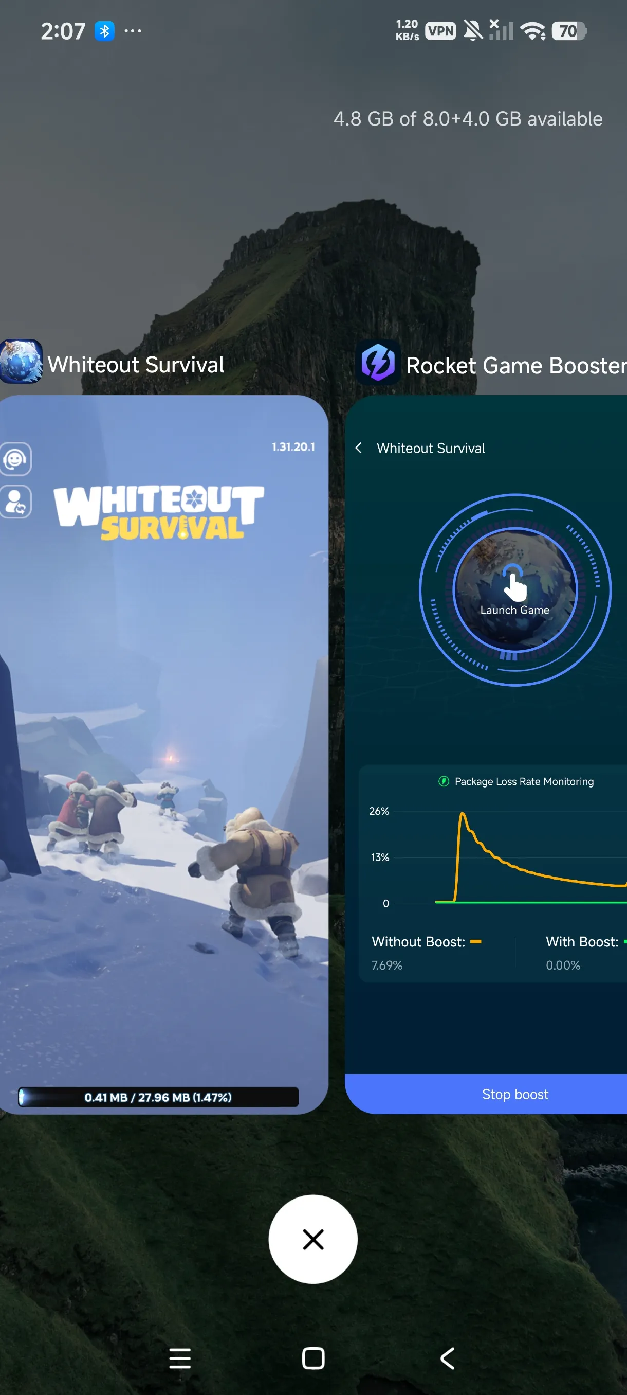 Real-time acceleration data comparison of ping