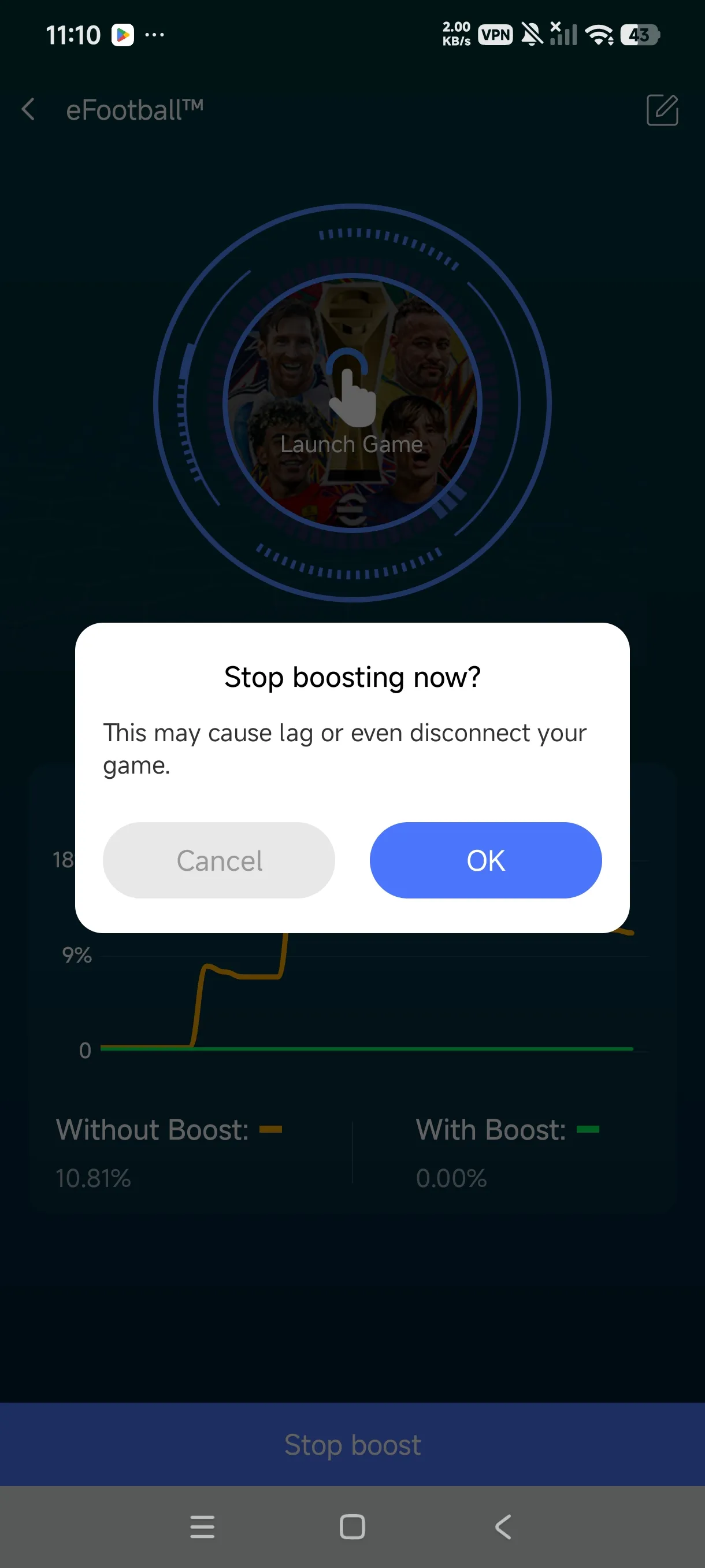 Launch and play, with a Stop Boost button