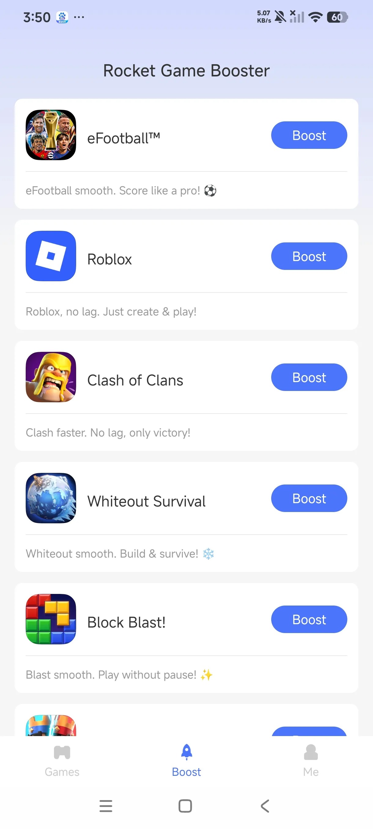 Add EFOOTBALL to Rocket via the Add My Games button