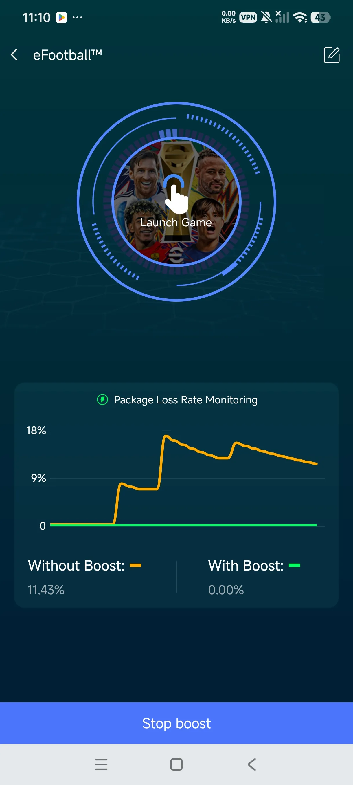One-click boost button on the right of EFOOTBALL